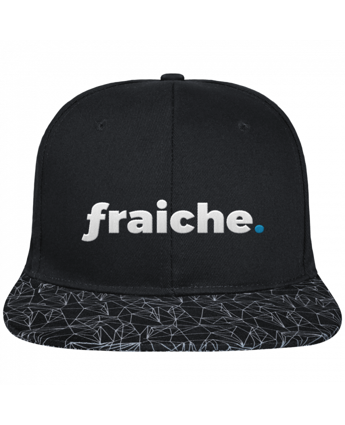 Snapback Cap visor black geometric pattern fraiche. brodé avec toile noire 100% coton et visière imprimée 10