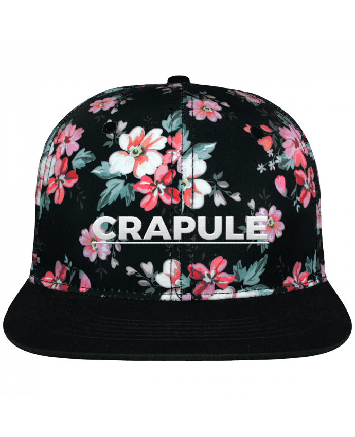 Snapback Cap Black Floral crown pattern Crapule brodé avec toile motif à fleurs 100% polyester et visière no
