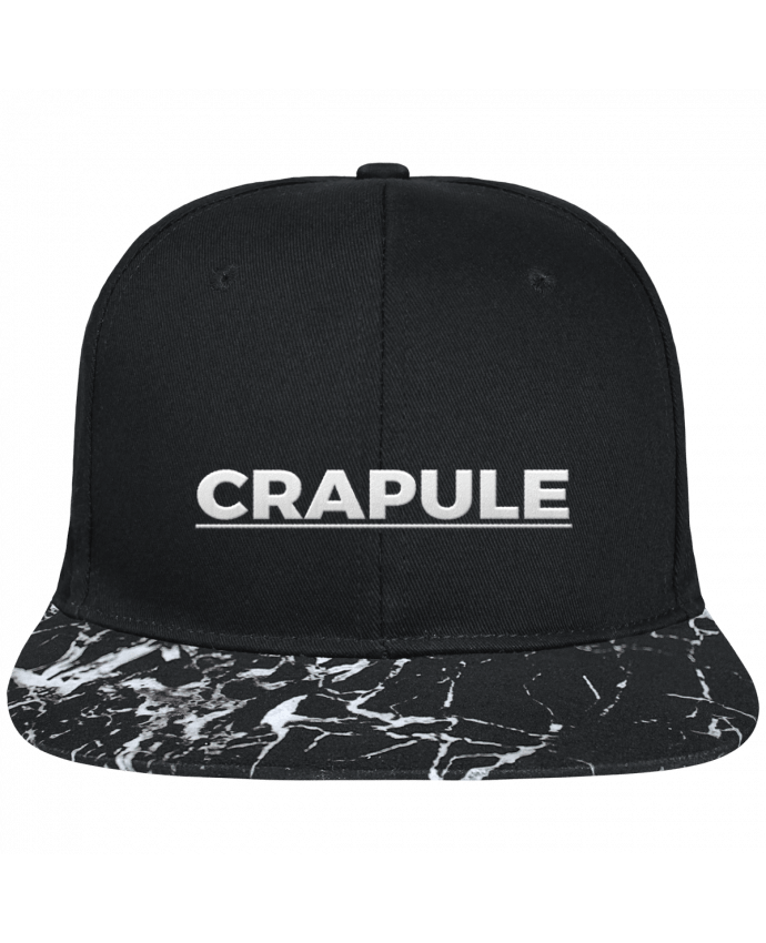 Snapback Cap visor black mineral pattern Crapule brodé avec toile noire 100% coton et visière imprimée motif 