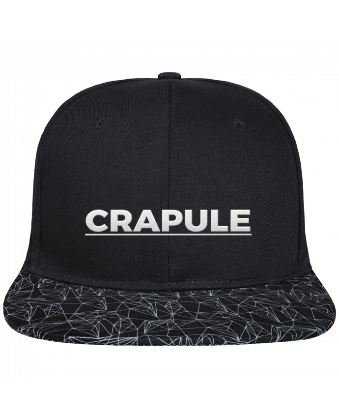 Snapback Cap visor black geometric pattern Crapule brodé avec toile noire 100% coton et visière imprimée 100