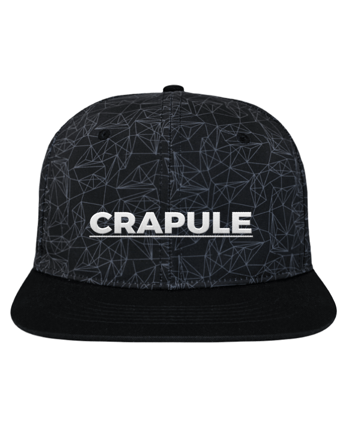 Snapback Cap geometric Crown pattern Crapule brodé avec toile imprimée et visière noire