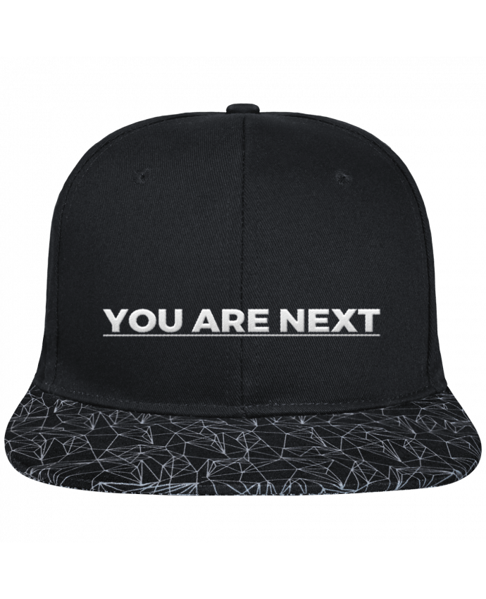 Gorra Snapback Visera Diseño Geométrico Negro You are next brodé avec toile noire 100% coton et visière imprimé