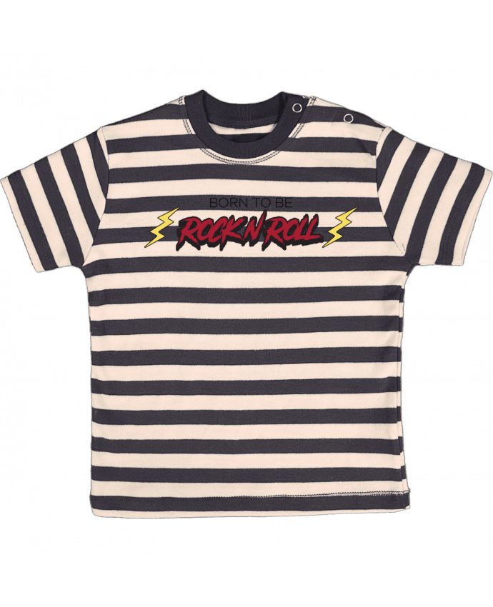 T-shirt baby with stripes Born to be rock n roll by tunetoo