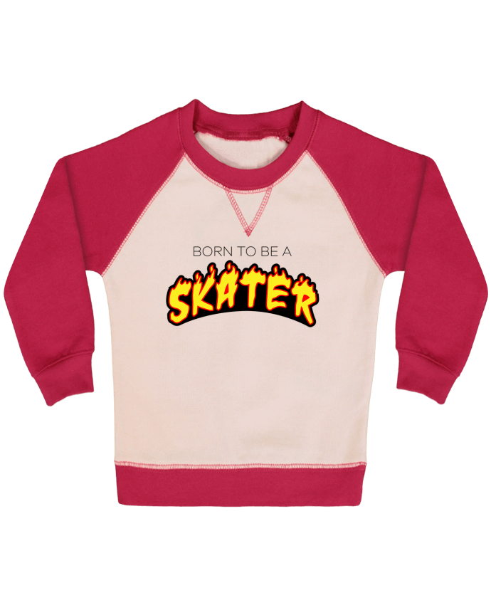 Sweatshirt Baby crew-neck sleeves contrast raglan Born to be a skater by tunetoo