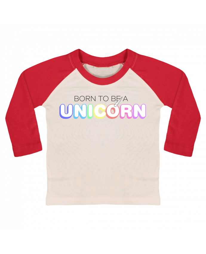 Tee-shirt Bébé Baseball ML Born to be a unicorn par tunetoo