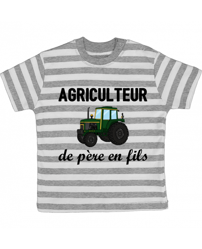 Tee-shirt bébé à rayures Agriculteur de père en fils par tunetoo