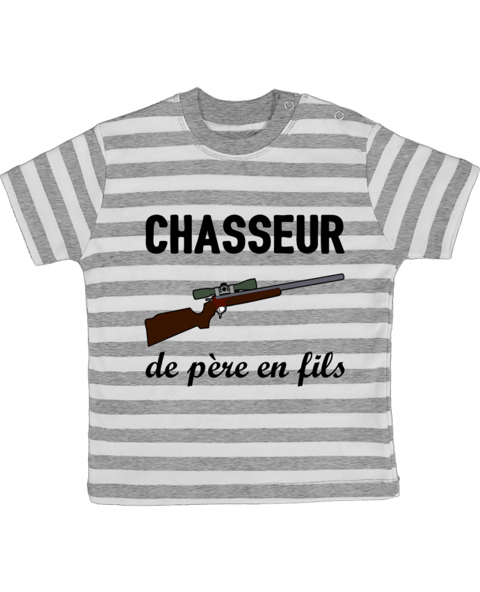 Tee-shirt bébé à rayures Chasseur de père en fils par tunetoo