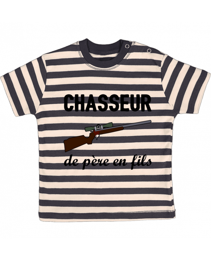 T-shirt baby with stripes Chasseur de père en fils by tunetoo