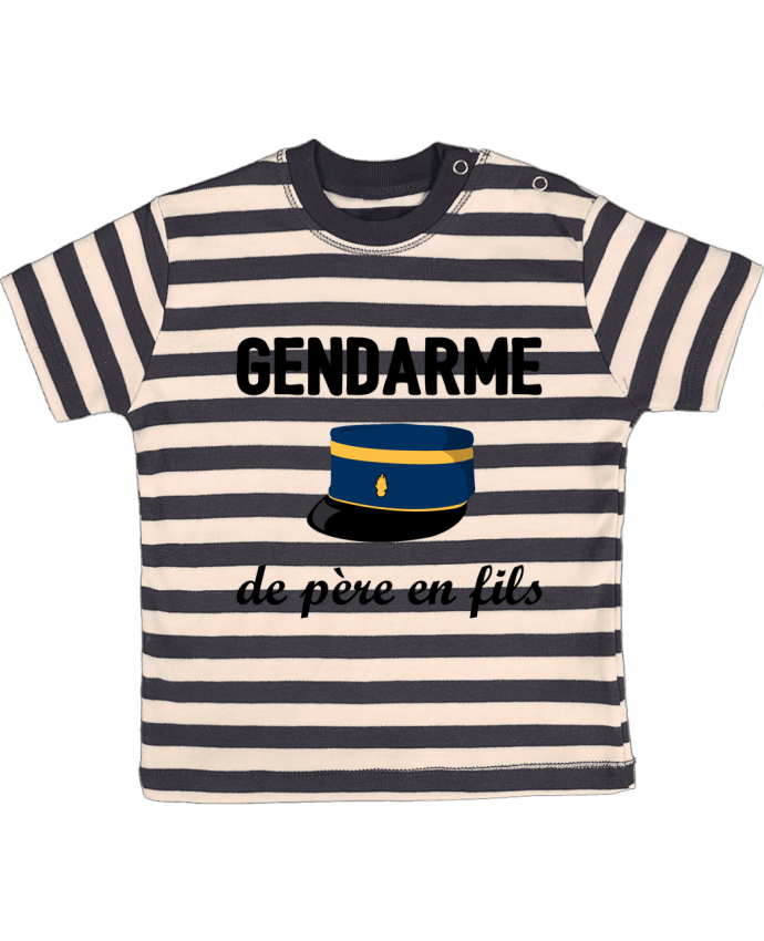 Tee-shirt bébé à rayures Gendarme de père en fils par tunetoo