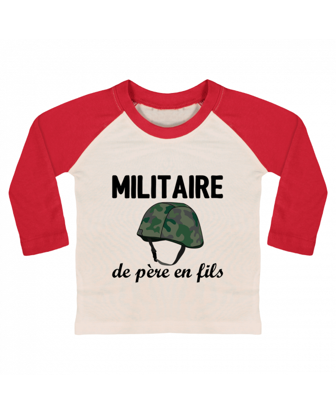 Tee-shirt Bébé Baseball ML Militaire de père en fils par tunetoo