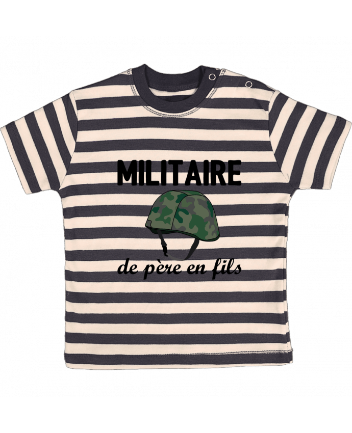 Tee-shirt bébé à rayures Militaire de père en fils par tunetoo