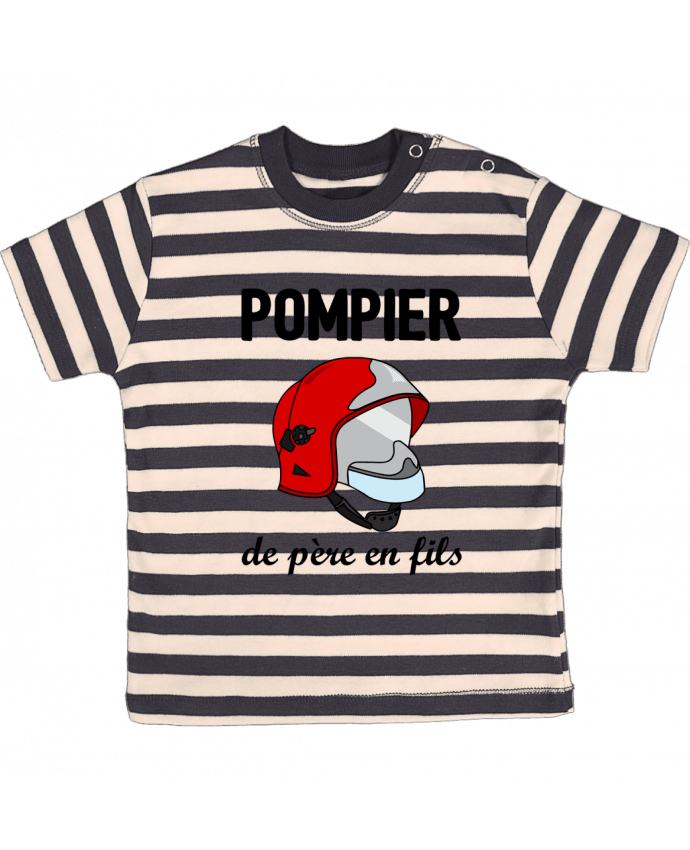 T-shirt baby with stripes Pompier de père en fils by tunetoo