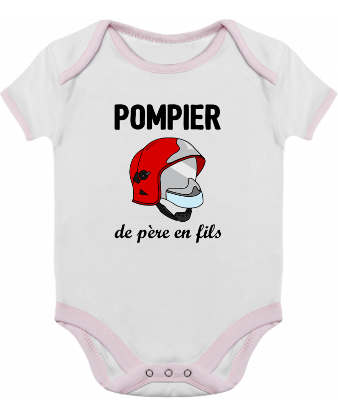 Body bébé manches contrastées Pompier de père en fils par tunetoo