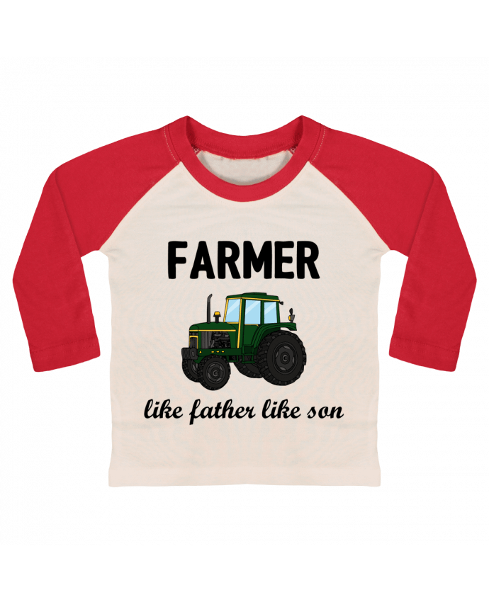 Tee-shirt Bébé Baseball ML Farmer Like father like son par tunetoo