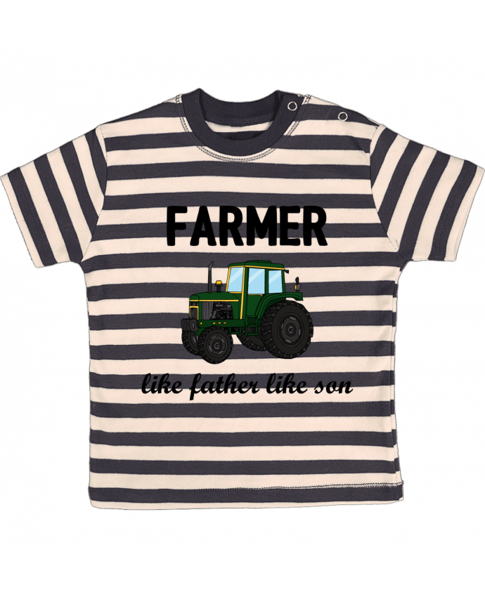 Tee-shirt bébé à rayures Farmer Like father like son par tunetoo