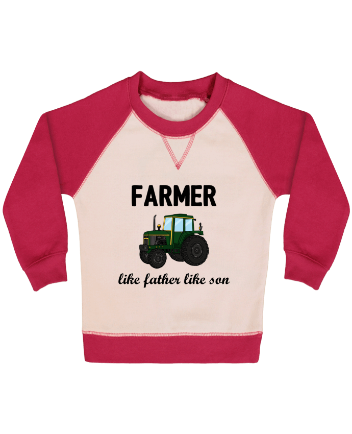 Sweatshirt Baby crew-neck sleeves contrast raglan Farmer Like father like son by tunetoo