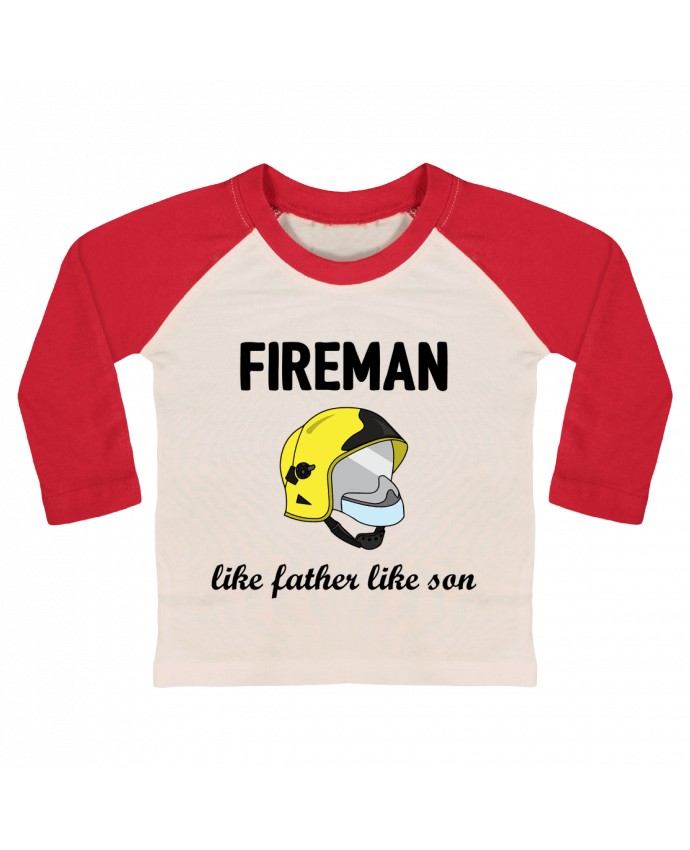 T-shirt baby Baseball long sleeve Fireman Like father like son by tunetoo