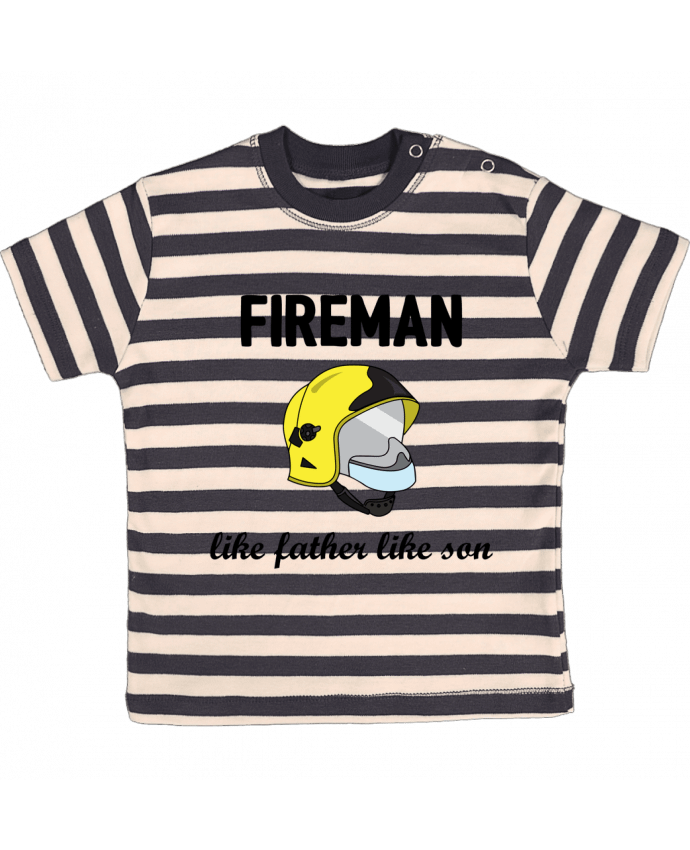 T-shirt baby with stripes Fireman Like father like son by tunetoo