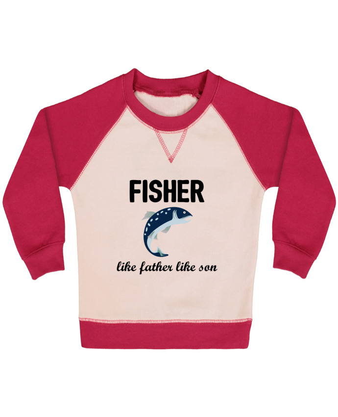 Sweatshirt Baby crew-neck sleeves contrast raglan Fisher Like father like son by tunetoo