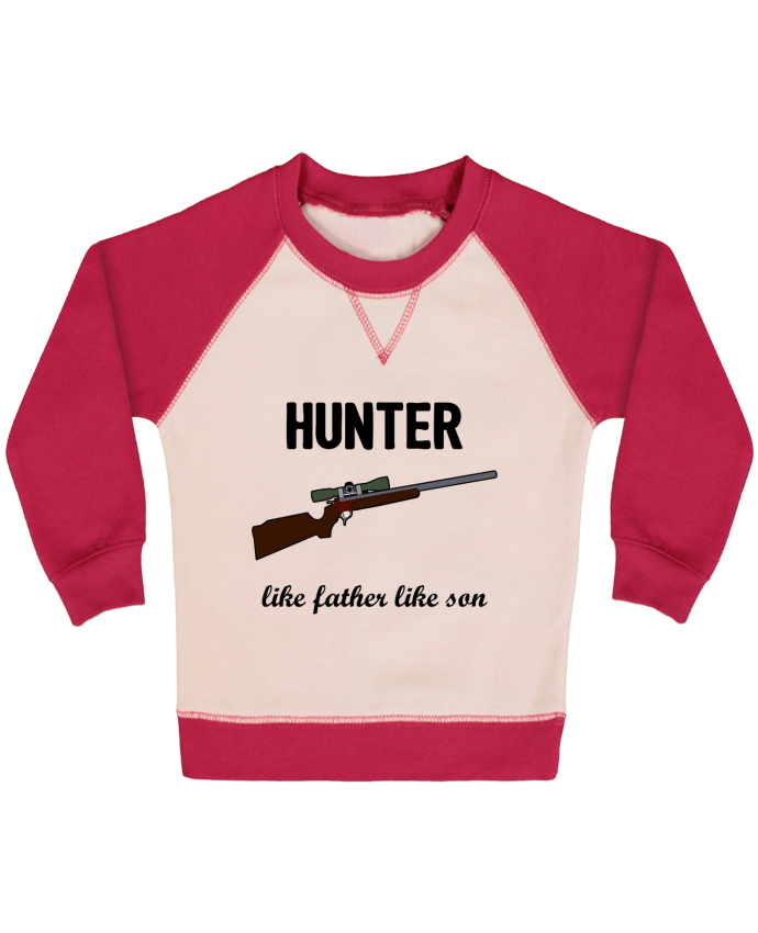 Sweatshirt Baby crew-neck sleeves contrast raglan Hunter Like father like son by tunetoo