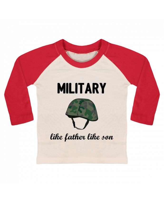 Tee-shirt Bébé Baseball ML Military Like father like son par tunetoo