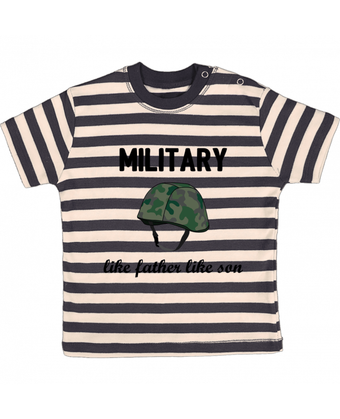 Tee-shirt bébé à rayures Military Like father like son par tunetoo
