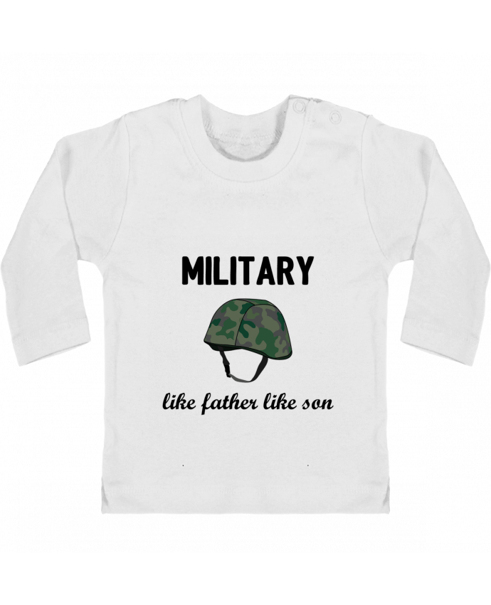 Baby T-shirt with press-studs long sleeve Military Like father like son manches longues du designer tunetoo