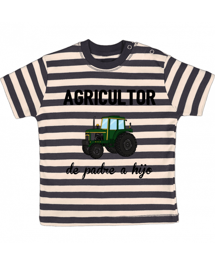 T-shirt baby with stripes Agricultor de padre a hijo by tunetoo