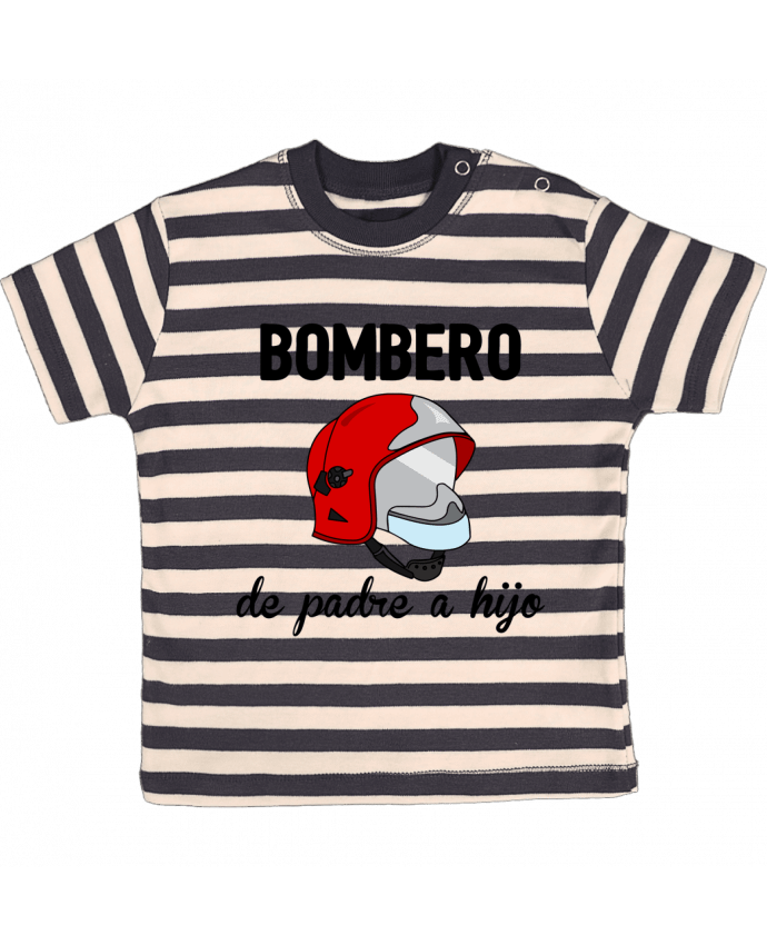 T-shirt baby with stripes Bombero de padre a hijo by tunetoo