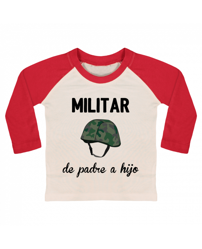 Camiseta Bebé Béisbol Manga Larga Militar de padre a hijo por tunetoo