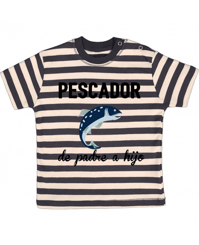 T-shirt baby with stripes Pescador de padre a hijo by tunetoo