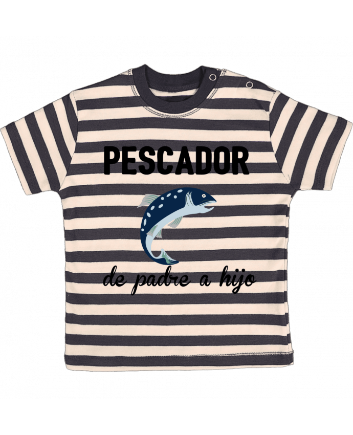 Tee-shirt bébé à rayures Pescador de padre a hijo par tunetoo