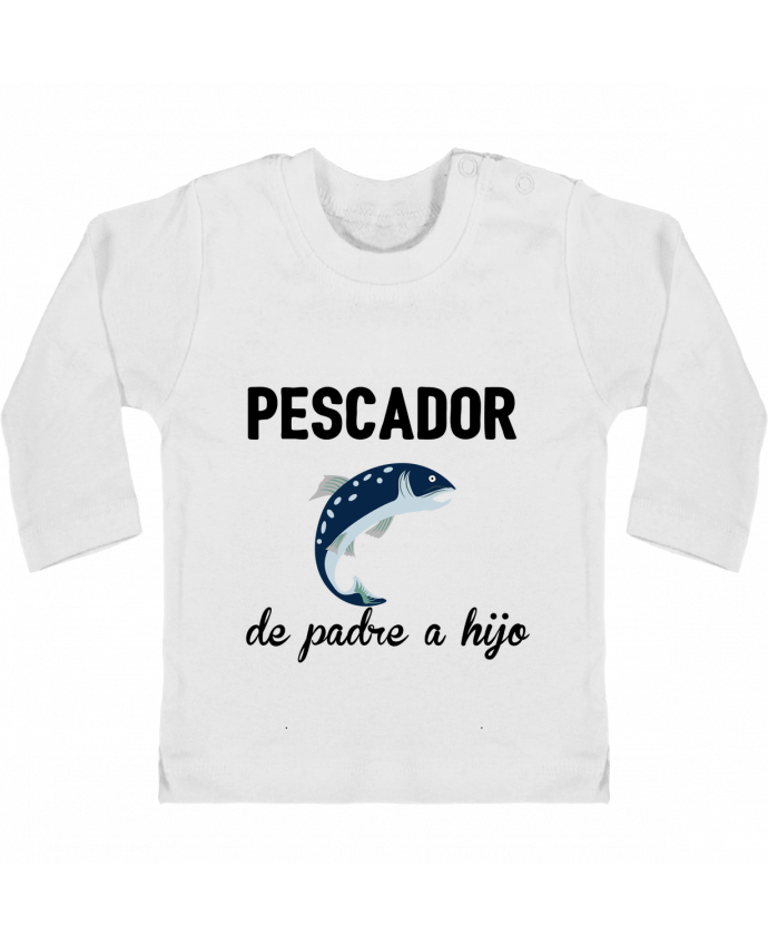 Baby T-shirt with press-studs long sleeve Pescador de padre a hijo manches longues du designer tunetoo