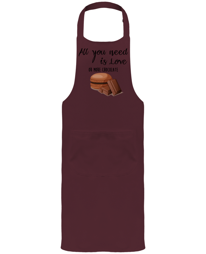 Tablier avec poches all you need is love ...or more chocolate par DesignMe