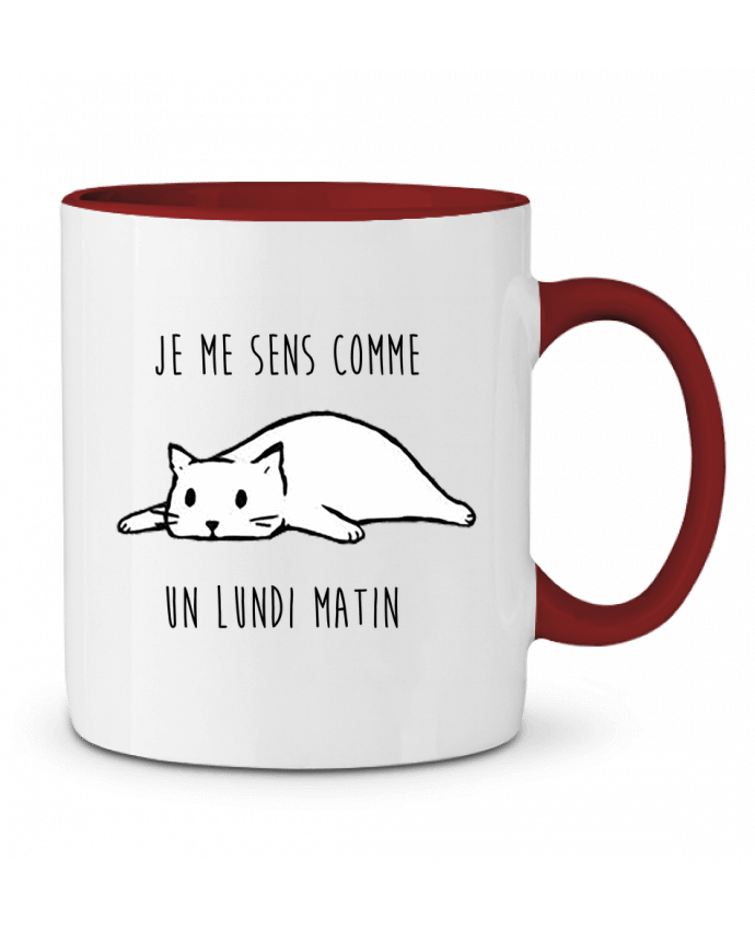 Mug bicolore chat - je me sens comme un lundi matin DesignMe