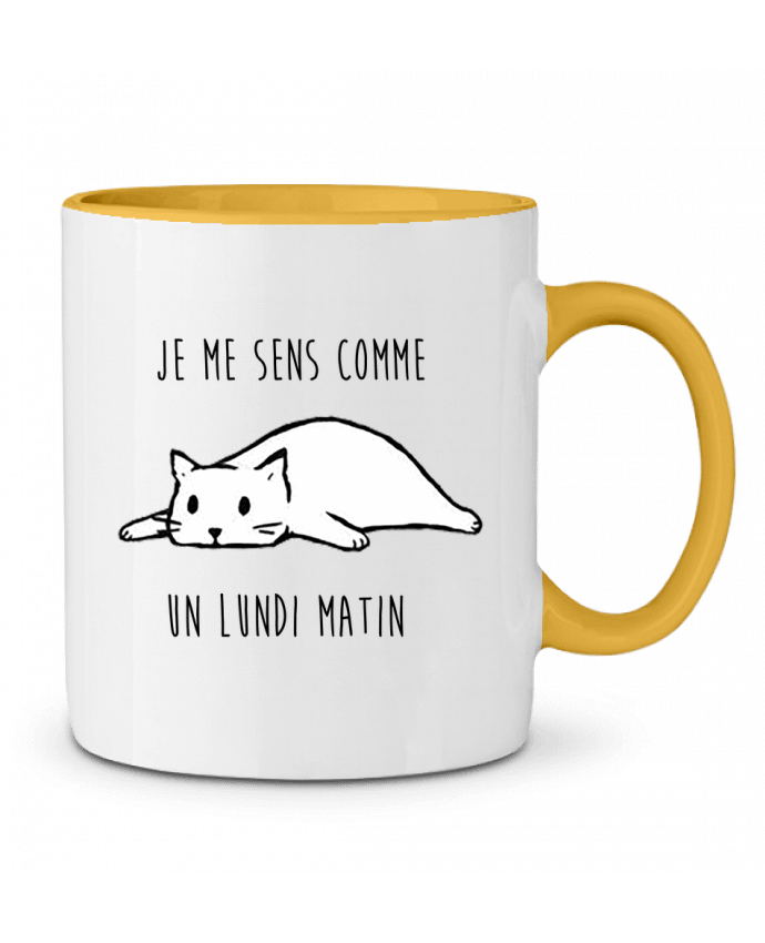 Mug bicolore chat - je me sens comme un lundi matin DesignMe