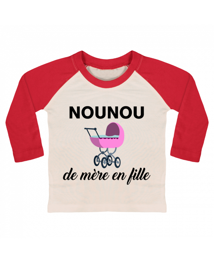 Tee-shirt Bébé Baseball ML Nounou de mère en fille par tunetoo