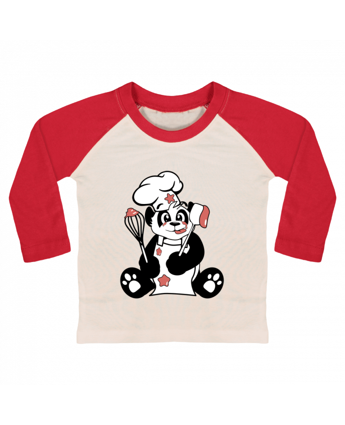T-shirt baby Baseball long sleeve Panda Pot'Chef by CoeurDeChoux