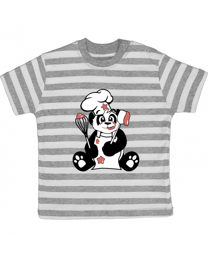 Camiseta Bebé a Rayas Panda Pot'Chef por CoeurDeChoux