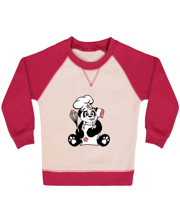 Sweatshirt Baby crew-neck sleeves contrast raglan Panda Pot'Chef by CoeurDeChoux