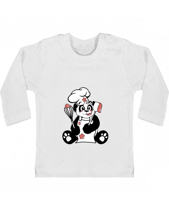 Baby T-shirt with press-studs long sleeve Panda Pot'Chef manches longues du designer CoeurDeChoux