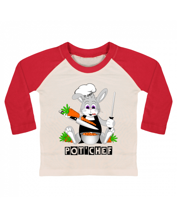 Camiseta Bebé Béisbol Manga Larga Lapin Pot'Chef por CoeurDeChoux
