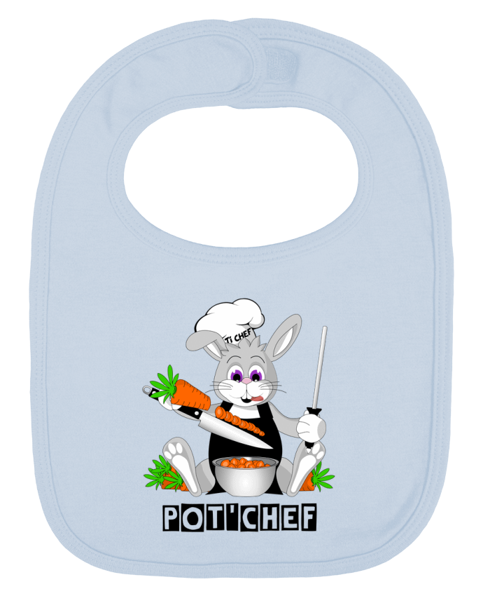Baby Bib plain and contrast Lapin Pot'Chef by CoeurDeChoux