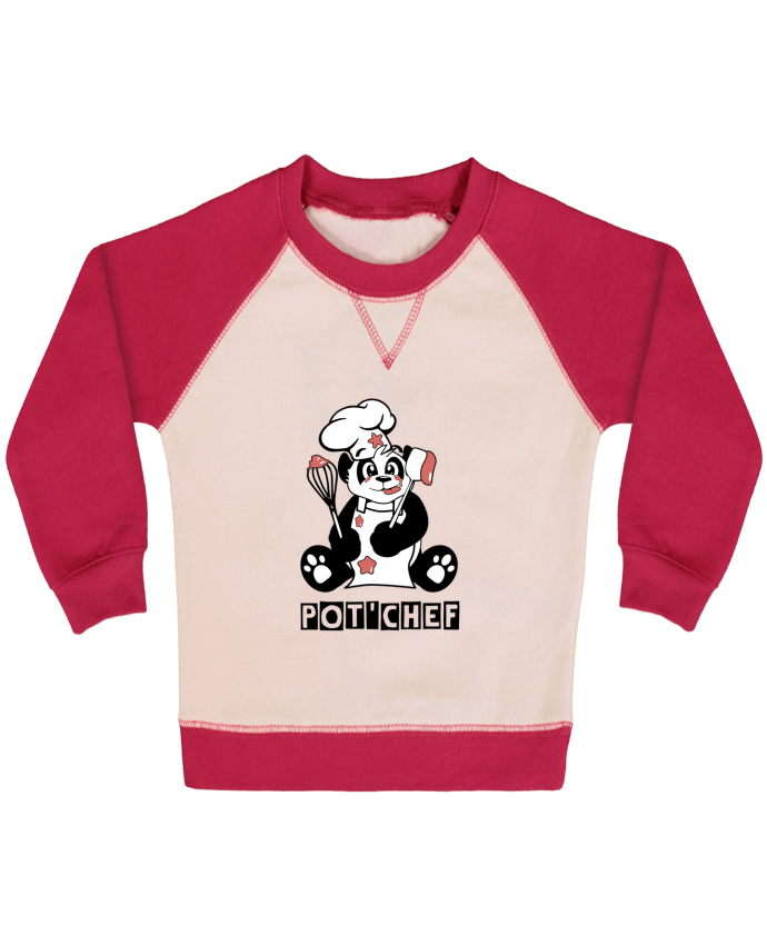 Sweatshirt Baby crew-neck sleeves contrast raglan Panda Pot'Chef - Typo by CoeurDeChoux