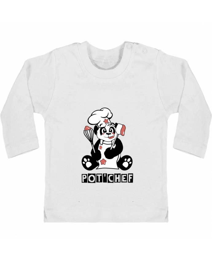 Camiseta Bebé Manga Larga con Botones  Panda Pot'Chef - Typo manches longues du designer CoeurDeChoux