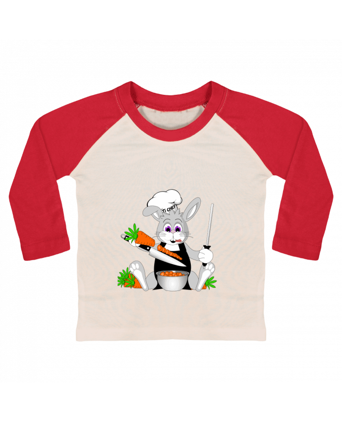 T-shirt baby Baseball long sleeve Lapin Pot'Chef - sans typo by CoeurDeChoux