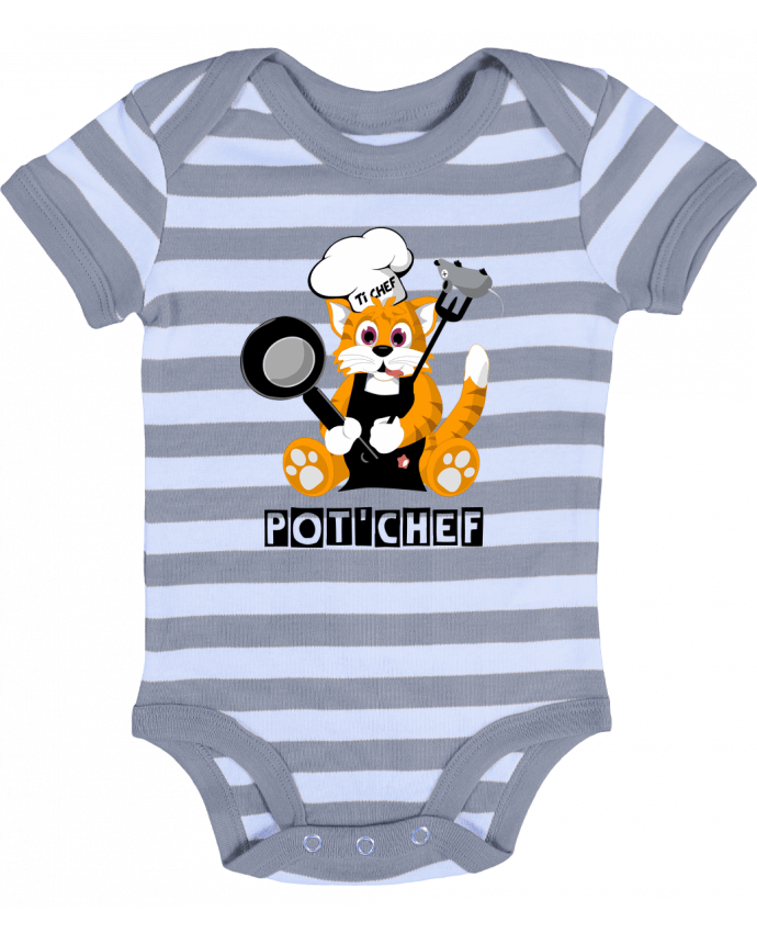 Body Bebé a Rayas Chat Pot'Chef - typo - CoeurDeChoux