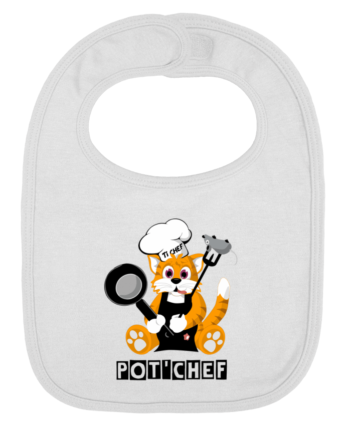 Baby Bib plain and contrast Chat Pot'Chef - typo by CoeurDeChoux