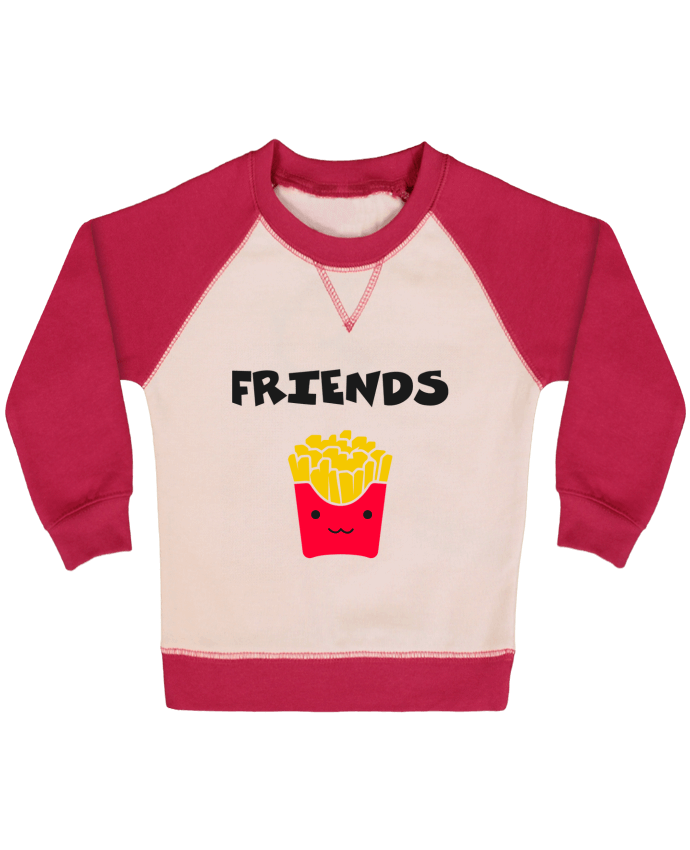 Sweatshirt Baby crew-neck sleeves contrast raglan BEST FRIENDS FRIES by tunetoo