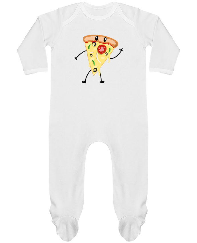 Baby Sleeper long sleeves Contrast Pizza guy by tunetoo